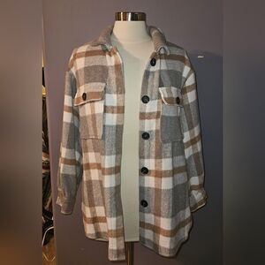 Fall fleece plaid jacket